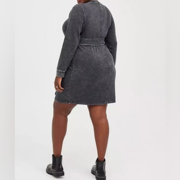 Torrid Pullover Dress - Cozy Fleece Black Mineral Wash - Picture 2 of 7